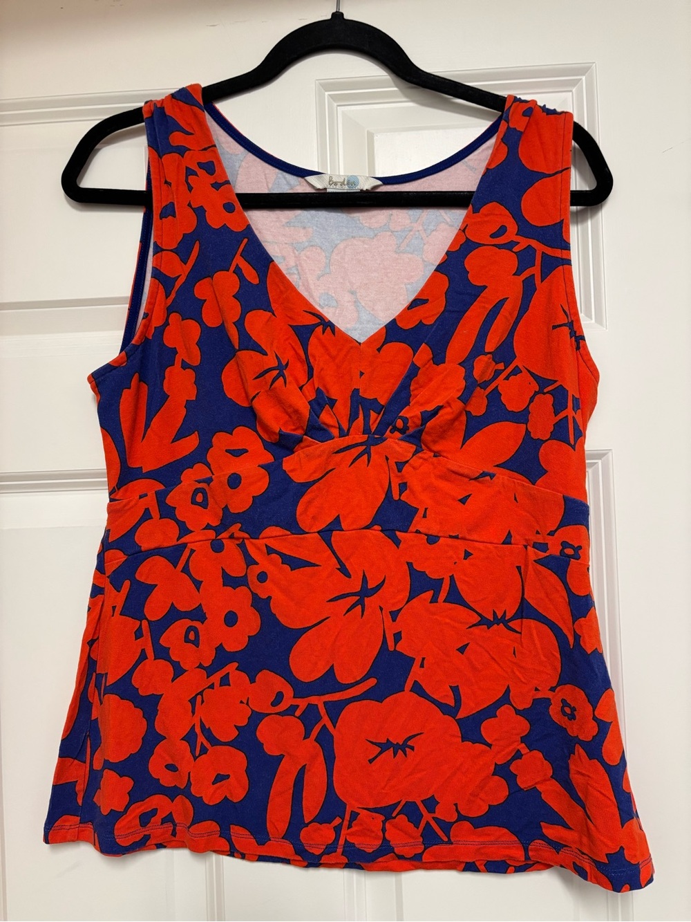 Boden Red Floral V-Neck Tank Top